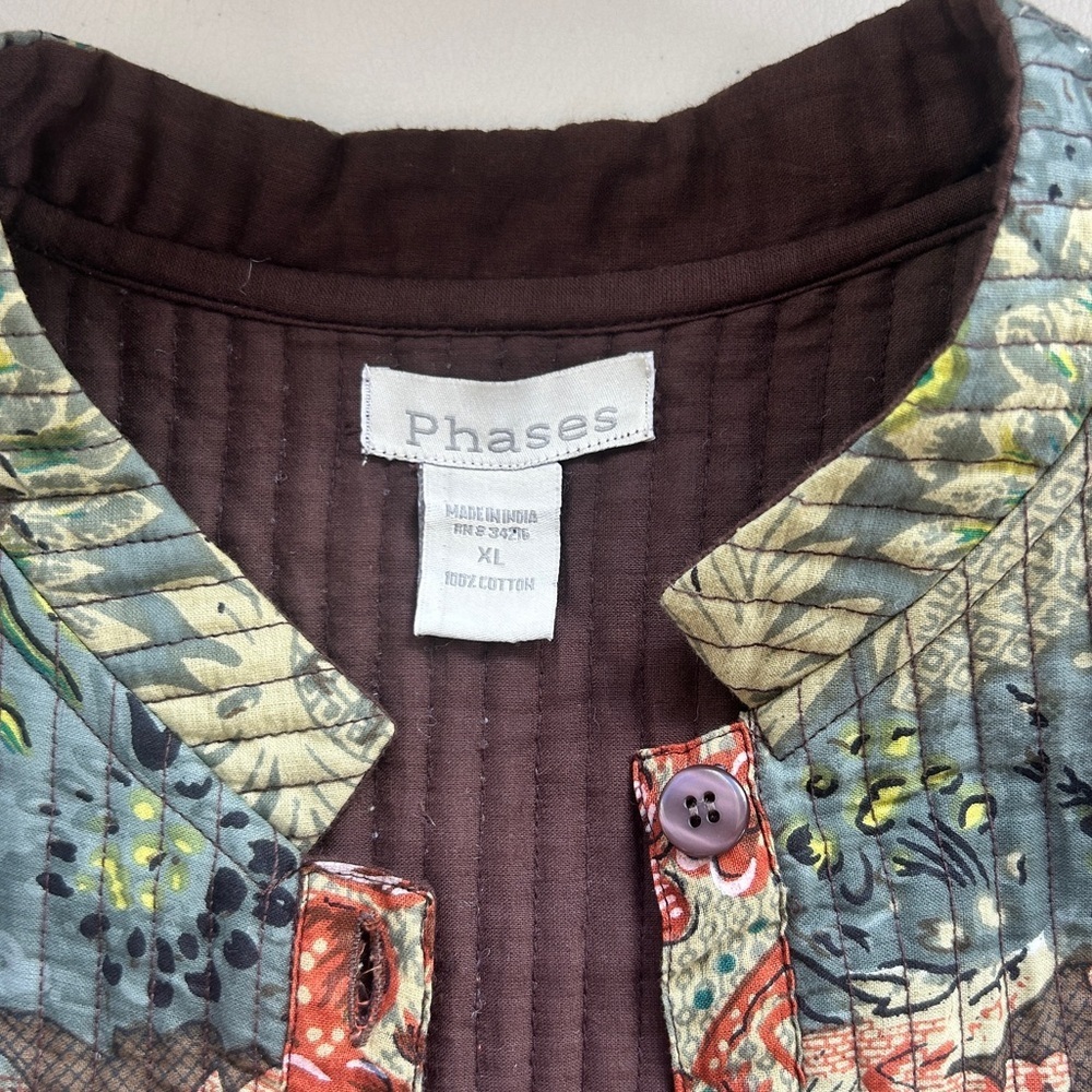 Phases Floral Quilted Lady Jacket 100% Cotton CottageCore Size XL - Picture 7 of 12